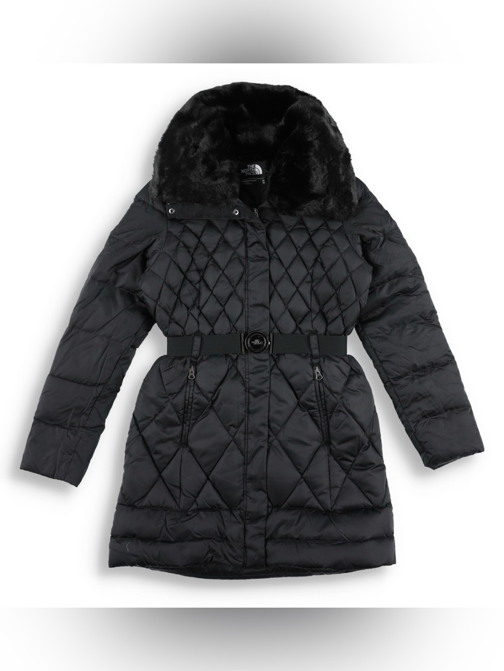 THE NORTH FACE Black Diamond-Quilted Belted Winter Jacket | Faux Fur Collar 🖤🧥🥶